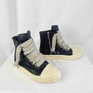 Rick Owens DRKSHDW Jumbo Lace Zip High Top Sneakers Made in Italy Size 36